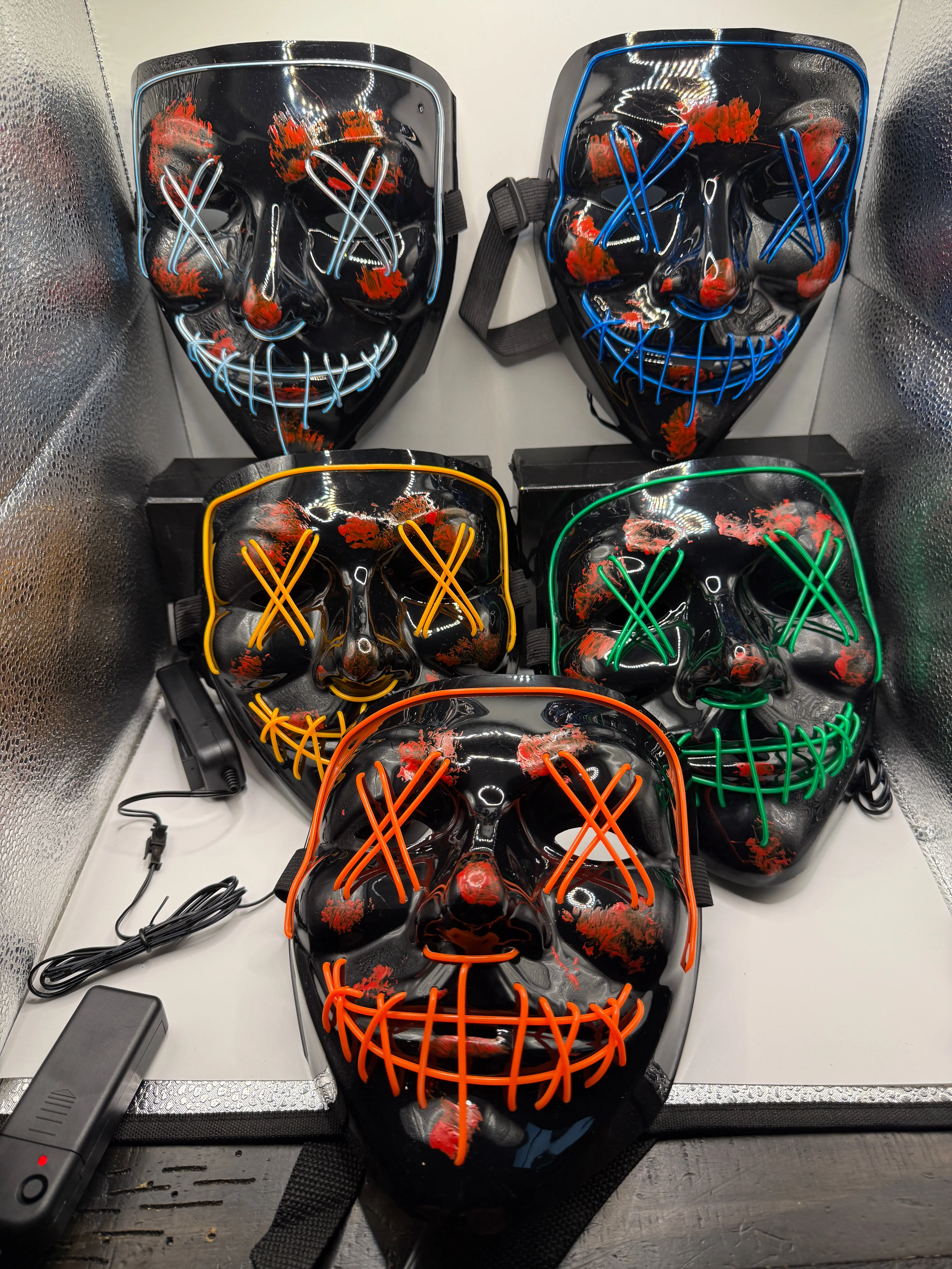 LED Light-Up Scary Mask for Halloween & Costume Parties LIGHT BLUE