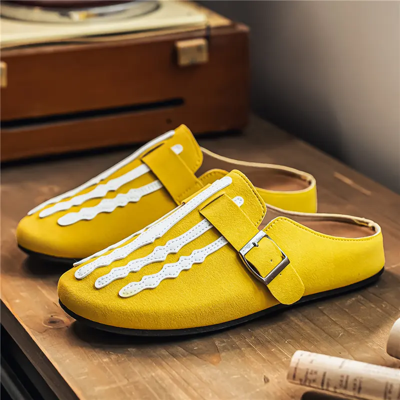 Men's Casual Yellow Clogs, Soft-Soled Slip-On Walking Shoes for Street Style, Comfortable Everyday Footwear, Fashionable Trendy Clogs Casual Soft Clogs Slides Clogs Boy Parent Lightweight Clogs Classic Clog Clogs Slippers Dry Soft Clogs