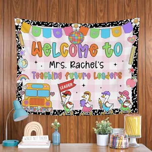 Back to School Classroom Banner Silly Goose, Teacher Appreciation Gifts, Custom Classroom Tapestry, Welcome Teachers Name Classroom Banner