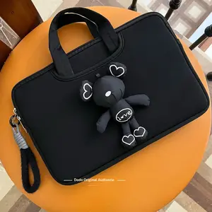 Trendy Cotton Bear Plush Laptop Sleeve, Thickened Shockproof Commuter Learning Case, Fits 11-12.2 Inch Tablets and Laptops, Laptop Bag