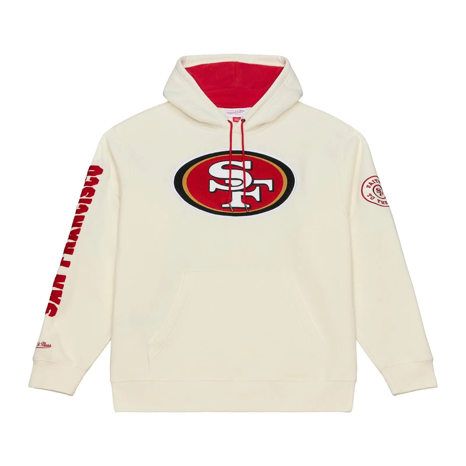 San Francisco 49ers Cream Classic Fleece Hoodie NFL Throwback Sweatshirt Vintage Fan Gear Mitchell & Ness