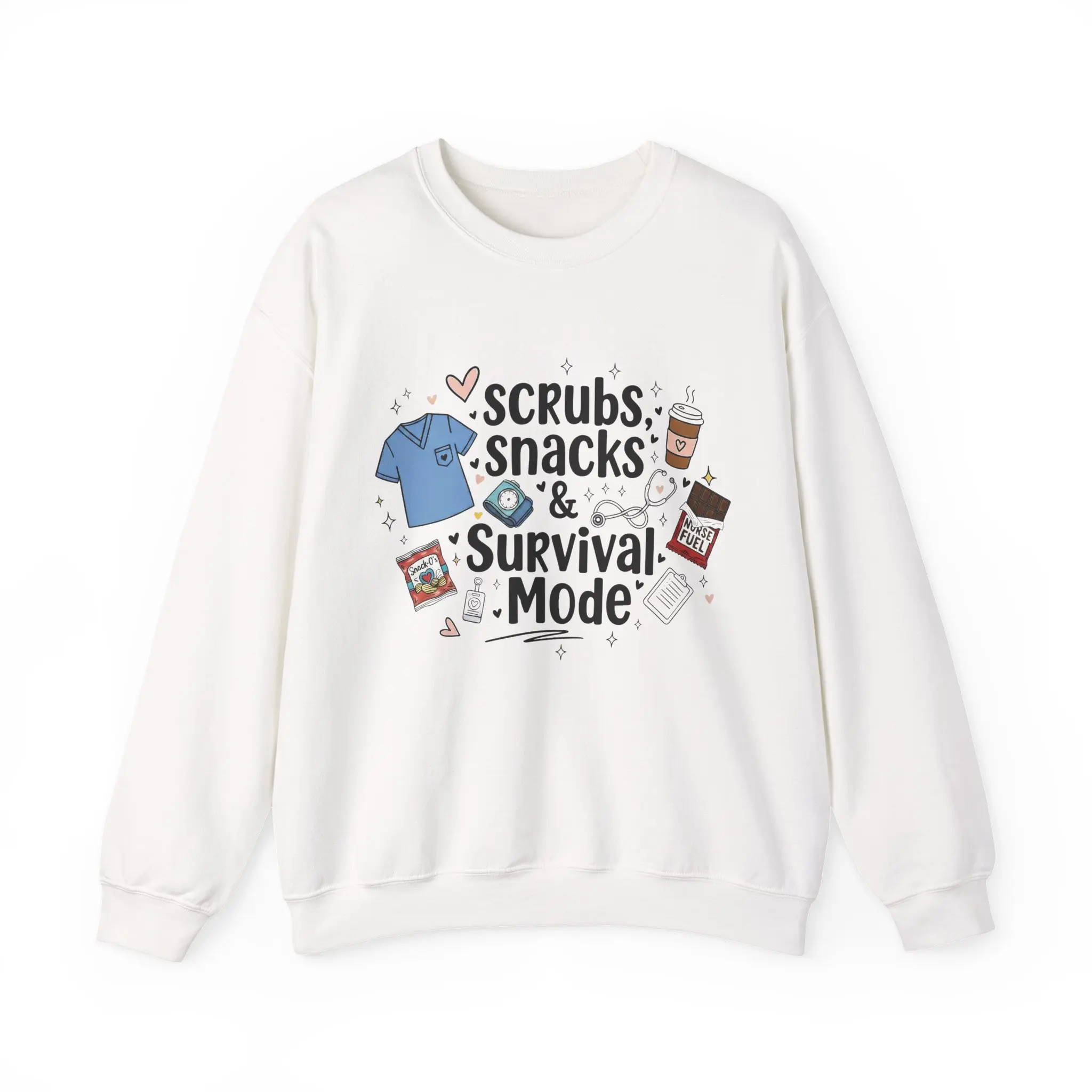 Scrubs Snacks & Survival Mode Sweatshirt | Nurse-themed Crewneck