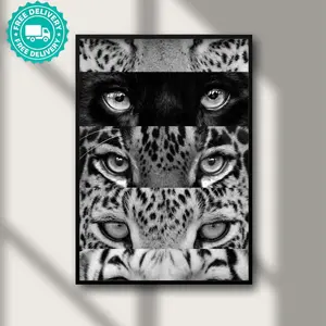 Leopard Panther Tiger Jaguar Print, Luxury Vintage Fashion Poster, Aesthetic Room Decor, Black and White Art, Monochrome Print, Bar Decor