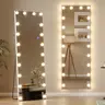 Vlsrka 61"x20" LED Hollywood Full-Length Mirror - Cool, Warm, Natural Dimmable Adjustable Brightness Lighting, Free-Standing, Wall-Mount, Door-Mount/Door Hanging, Bedroom Dressing Makeup Mirror