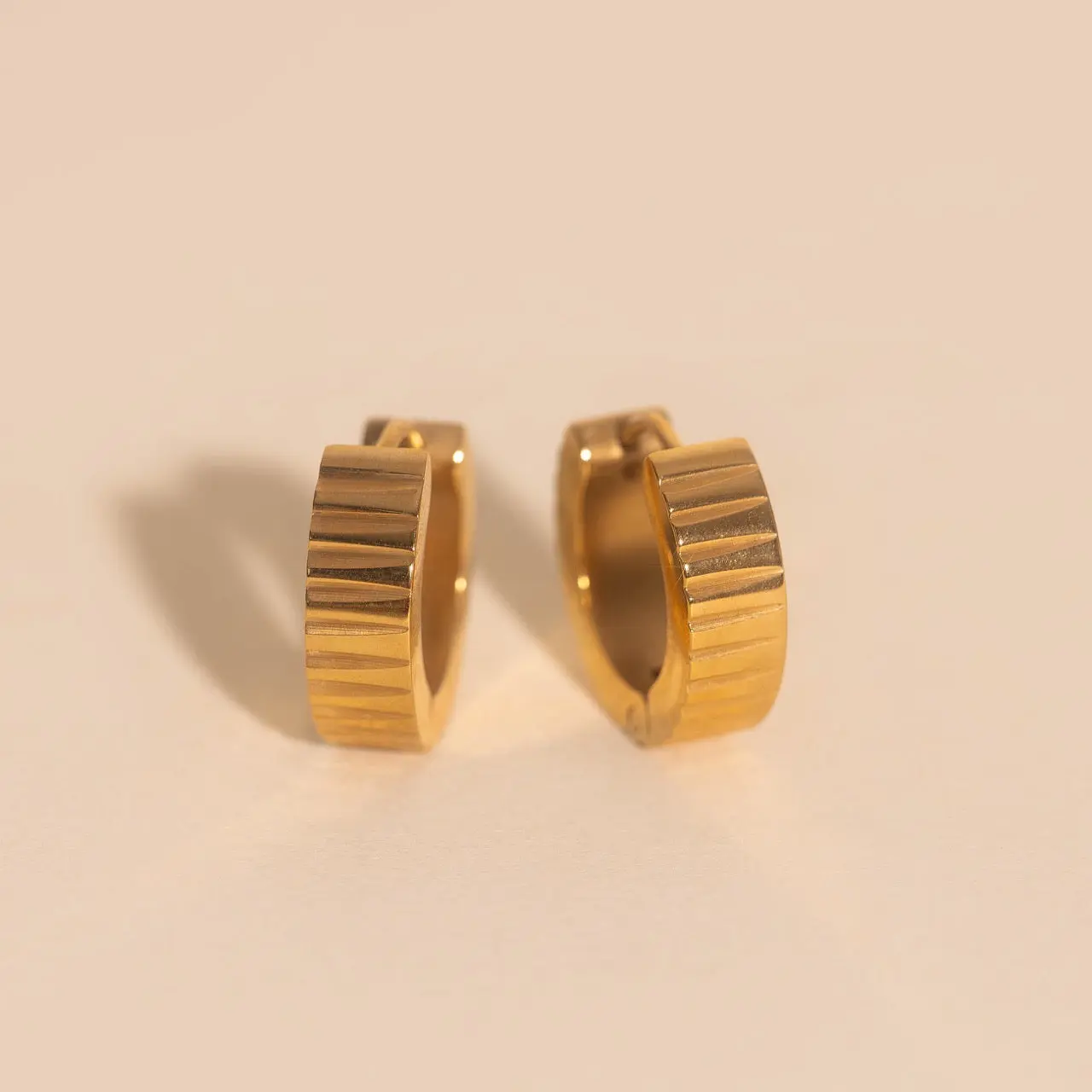 Textured Chunky Huggie Hoop Earrings