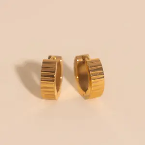Textured Chunky Huggie Hoop Earrings