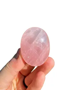 Rose Quartz Crystal Palm Stone (1.75") Polished Rose Quartz Crystal Worry Stone - Pink Crystal for Love