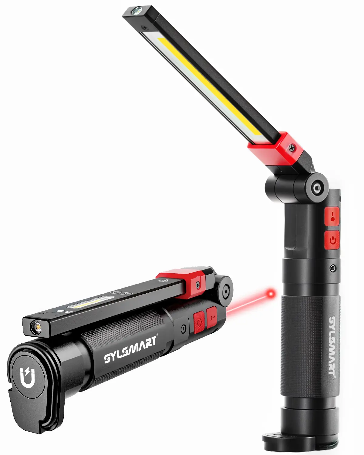 【Father's Day Gift】Rechargeable Magnetic Work Light with Red LED Beam - 1300LM High Lumen Brightness Super Bright Flashlight, CRI 95+ True Color, 4600mAh Under Hood Light with Magnetic Base for Car Repair, Garage, Father's Day Gifts for Men