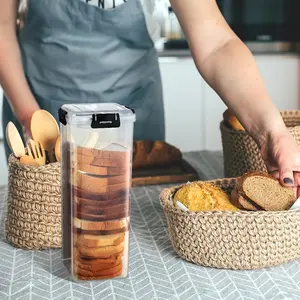 20241pc Airtight Bread Box with Lid – Clear Plastic Food Storage Container with Inner Compartments, Reusable Rectangular Bread Keeper for Freshness, Kitchen Organization Essential, Transparent Design2025