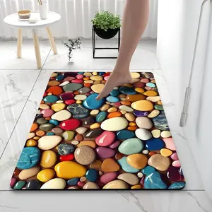 Cobblestone Pattern Bath Mat, Non-slip Bathroom Mat, Soft Absorbent Bathroom Floor Mat, Machine Washable Bathroom Rug, Home Decor