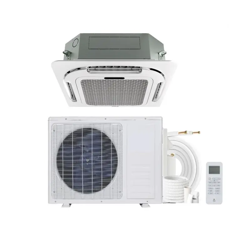 24000 BTU Recessed Ceiling Cassette Mini Split AC - Ductless Cooling & Heating Dehumidifier, 8-Way 360° Airflow, Energy Saver, Remote Controller, 208/230V, 25ft Kit, Lightweight, 37.37In Square Panel, Works at 47°F Outside, Ideal for Cafes