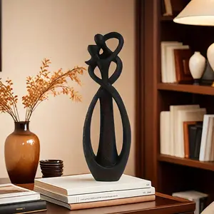 Abstract Kiss Couple Design Resin Statue, Abstract Figure Sculpture, Modern Desktop Decoration Craft, Desk Decorative Ornament for Home Office Bookshelf Display