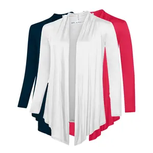 Open Front Cardigans (3 Pack: Navy, Red, White)