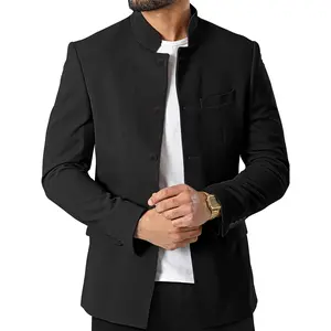 Plus Size Men's Solid Blazer For Spring Fall