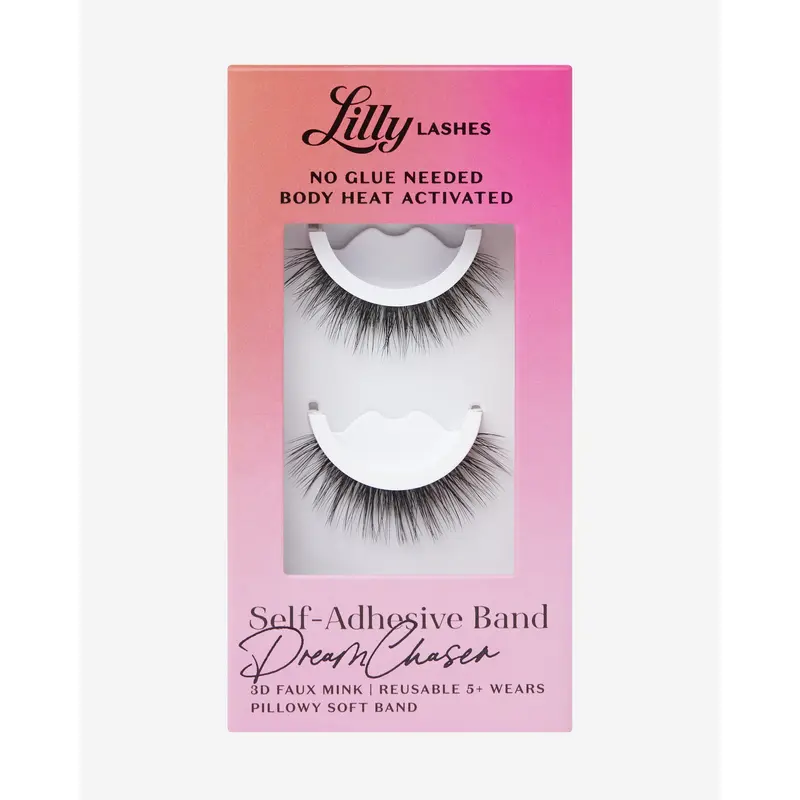 Self-Adhesive Eyelashes DreamChaser | Lilly Lashes 3D Faux Mink | No Glue Needed, Body Heat Activated