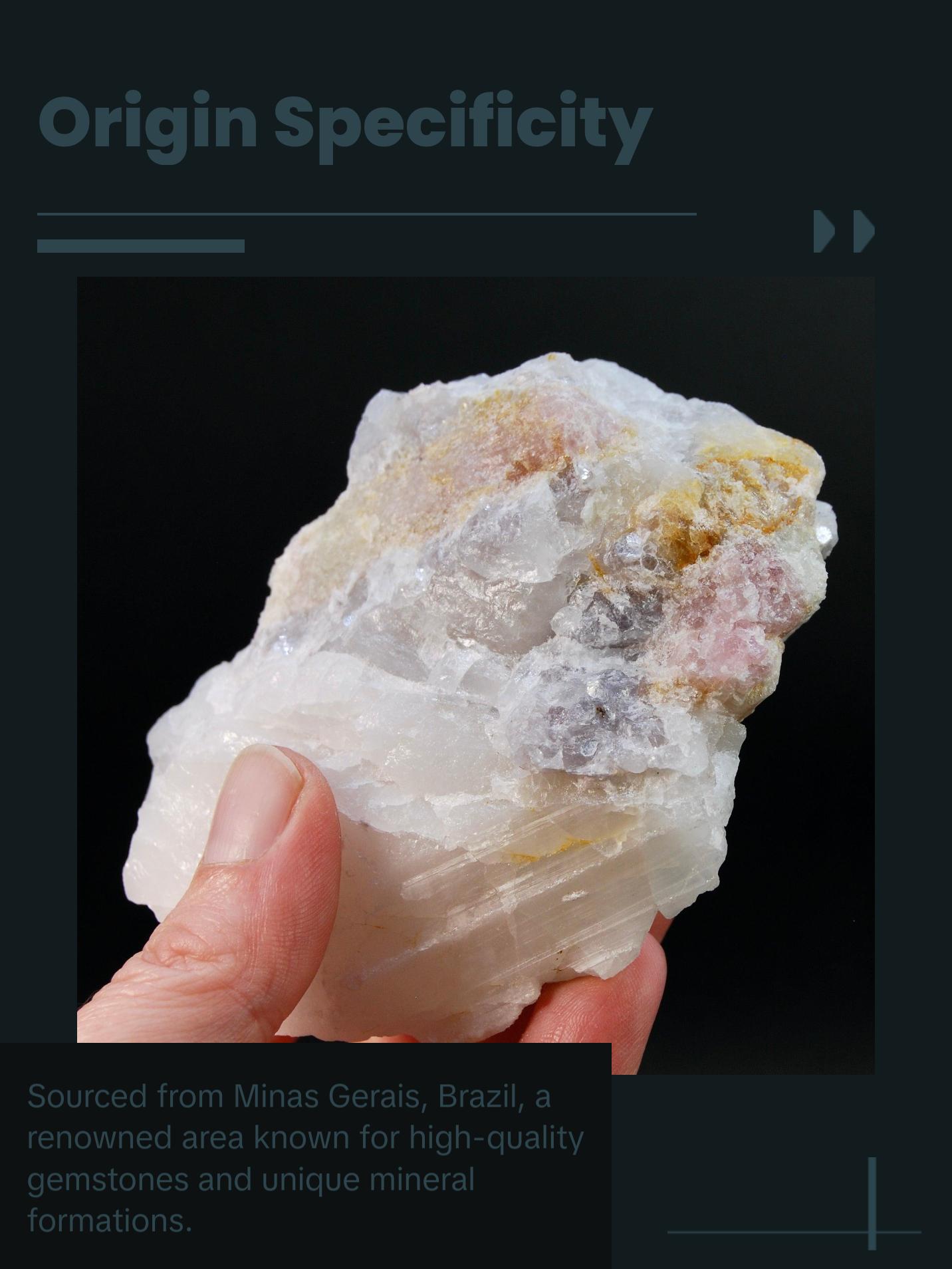 3.8in 327g Raw Tricolor Tourmaline Lepidolite Crystal on Quartz Matrix, Brazil