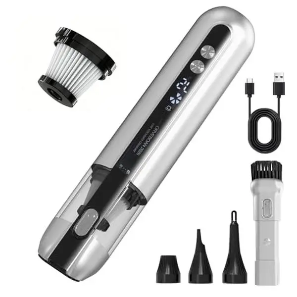 Handheld Vacuum Cleaner 15kPa Suction with Brushless Motor, All-in-one Portable Mini Vacuum with Blow & Suction Mode, Cordless Vacuum with LED indicator, Type-C Charge for Car, Home, Office Desk, Pet Hair Cleanup Home Cleaning Tool, FatherDayGifts