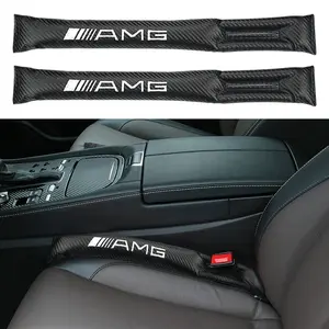 Universal Leather Car Seat Gap Filler Set, 1/2 Pieces, Amg Logo Anti-Leakage Storage Pouch, Fits Mercedes Benz Amg Classes