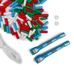 Elite Jumps Make Your Own Jump Rope Kit – Christmas Kids Edition – DIY Beaded Jump Rope Craft Kit for Kids – Stocking Stuffer Gift – Includes Unbreakable Handles, Shatterproof Beads, and Easy Assembly Instructions – Makes One 8ft Adjustable Jump Rope