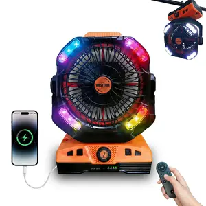 2026 Upgraded Camping Fan, 20000mAh Rechargeable Fan with LEDLights & 270° Pivot, Remote Control Shaking Head Desk Fan for Tent TravelHome Multifunction Outdoor Activities