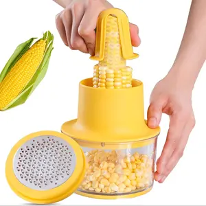 Multi-Functional Corn Kernel Detacher, Vegetable Peeler, Corn Peeler, Quick Corn Cutting Set, Grinder, Non-Slip Grip, Bowl, Safe Handle, Kitchen Tool