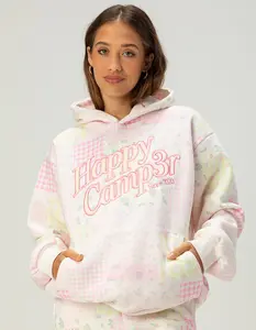 HAPPY CAMP3R Pink Patchwork Womens Hoodie