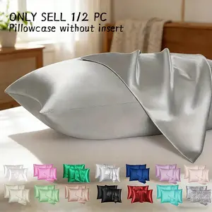 Soft Polyester Satin Pillowcases, no insert included Envelope Opening Set of 1 or 2, Smooth and Cozy, Multiple Colors and Sizes, All-Season Home Decor Essential