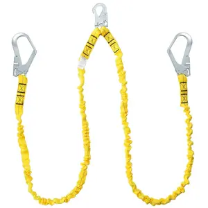 VEVOR 38mm Safety Lanyard, 6ft(1.83m) Fall Protection Lanyard with 2 Alloy Steel Snap Hooks, Retractable Safety Belt for Outdoor/Indoor Tree Climbing, 38KN Breaking Tension Lanyard, Yellow