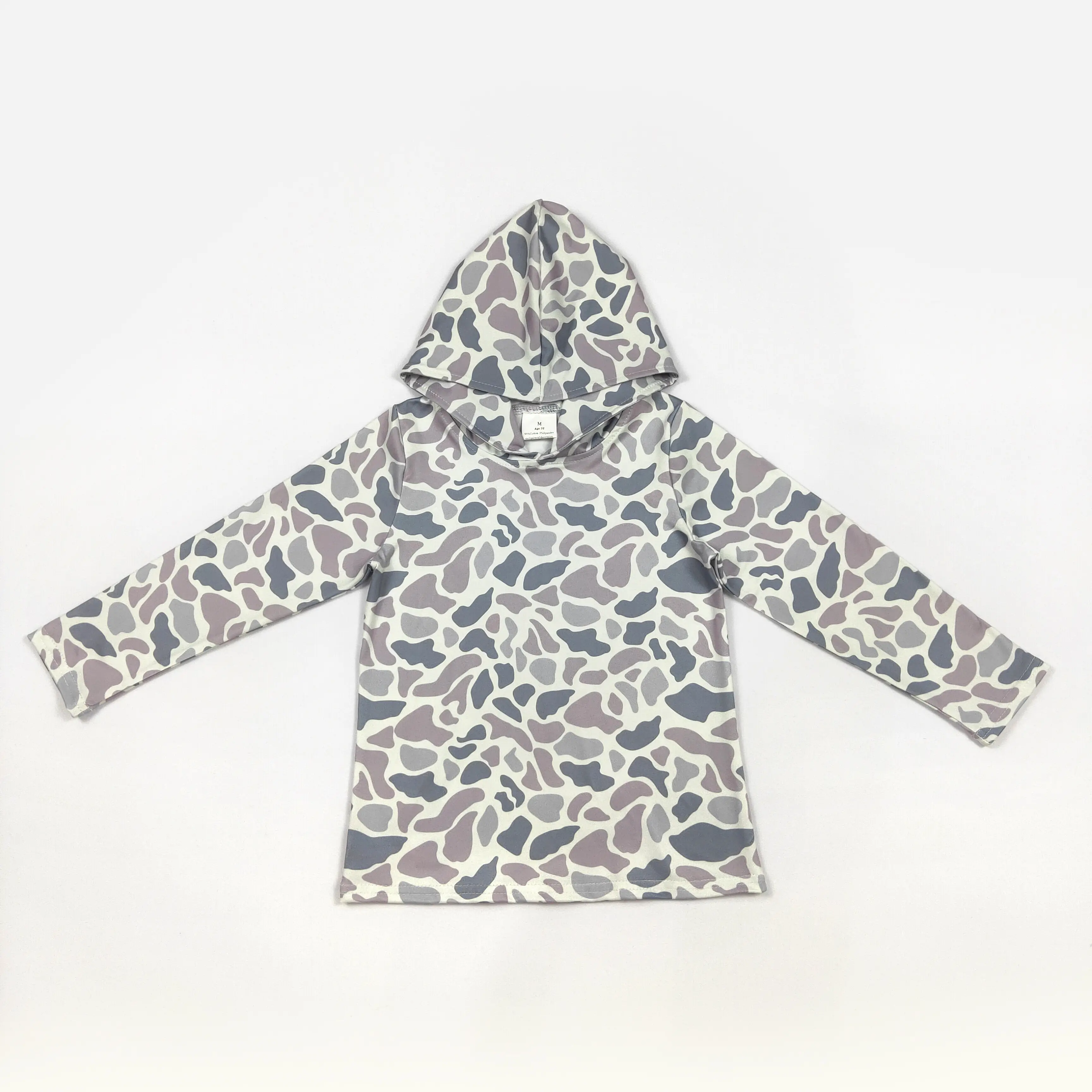 Kids' Casual Pullover Hoodie with Camo Sleeves, Soft Western Hunting Style Sweatshirt for Boys & Girls, Casual Hoodie, Camo Sleeve Boys' Hoodies & Sweatshirts