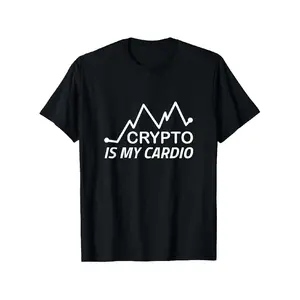 Crypto is My Cardio T-Shirt - 100% Cotton Unisex Bitcoin & Cryptocurrency Tee with Crypto Mountain Design, Slightly Elastic Casual Shirt, Machine Washable, Sizes S-XXXL for &, Cryptocurrency Gifts