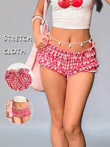GILIPUR American Retro Vintage Red Plaid Low Waist Elastic Cloth Skort — TChic