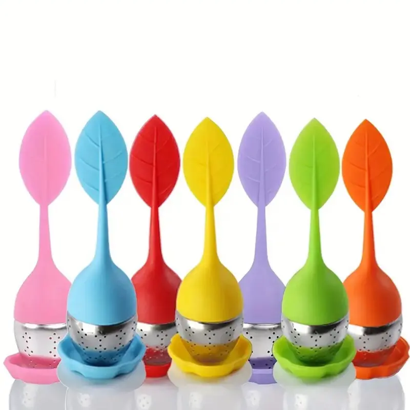 Tea Infuser - Silicone Handles Stainless Steel Filter Drip Tray - Loose Leaf Tea Infuser