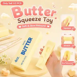 Squish Toys, Slow Rebound Cute Butter Squeeze Stress Balls, Upgraded Squeeze Ball Realistic Butter Stick Soft Squeeze Toys, Squeeze Ball Realistic Butter Stick Soft Squeeze Toys for Adults Kids Gifts, Decompression Squeeze