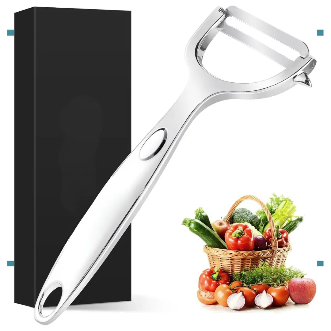 Stainless Steel Y-Shape Serrated Blade Peeler - Rustproof Durable Kitchen Utensil with Non-Slip Ergonomic Handle, Smooth Grip for Peeling Potatoes, Carrots, Non-Slip Ergonomic Design