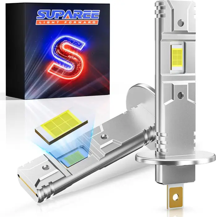 SUPAREE H1 LED Headlight Bulbs,  Super Bright 6500K Cool White, Halogen Replacement LED Upgrade, Plug & Play Installation