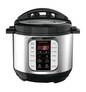 FCPVHOY 6-Quart Whisper Quiet 12-in-1 Electric Pressure Cooker 304 Stainless Steel Inner Pot 12 Cooking Modes Safety Lid & Mechanical Release Valve 6L Capacity
