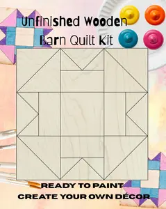 Aesthetic Barn Quilt Block: Unfinished Wood DIY Kit | DIY Barn Quilt Kit Indoor | Wood Quilt Block Crafty Barn Quilt Sign