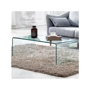 New 2024  FENGHUA GLASS HOME Premium Tempered Glass Clear Table Small Modern Coffee Tables For Living Room Match Well With Rug