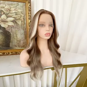 Lovestory Bonnie Synthetic Lace Front Wig Elegant Blonde & Brown Wavy Wig for Women Natural Look High-Quality Synthetic Hair Extension