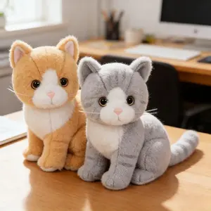 Perfect Gift for Cat Lovers! Realistic Sitting Cat Plush - Lifelike Stuffed Animal with Ultra Soft Touch, Surprise Box Ready for Birthday & Christmas