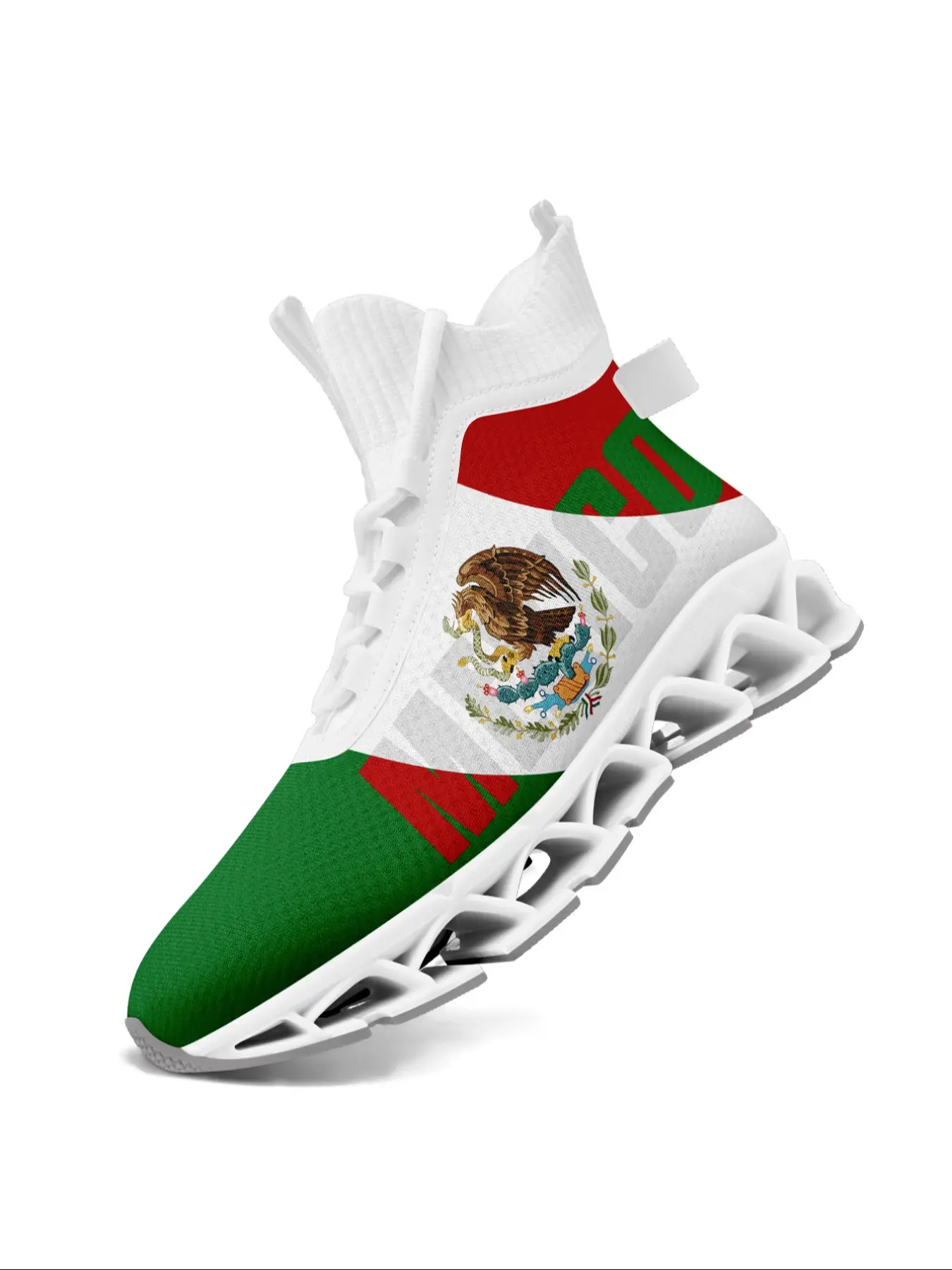 Women's Mexico Flag Eagle Print Lace Up High-Top New Sports Sneakers, Trendy Fashion Sneaker, Casual Sports Trainers, Casual Sport Sneakers, Durable Comfortable Blade Shoes for Running & Training, Trendy All-Match Athletic Footwear for Daily Wear