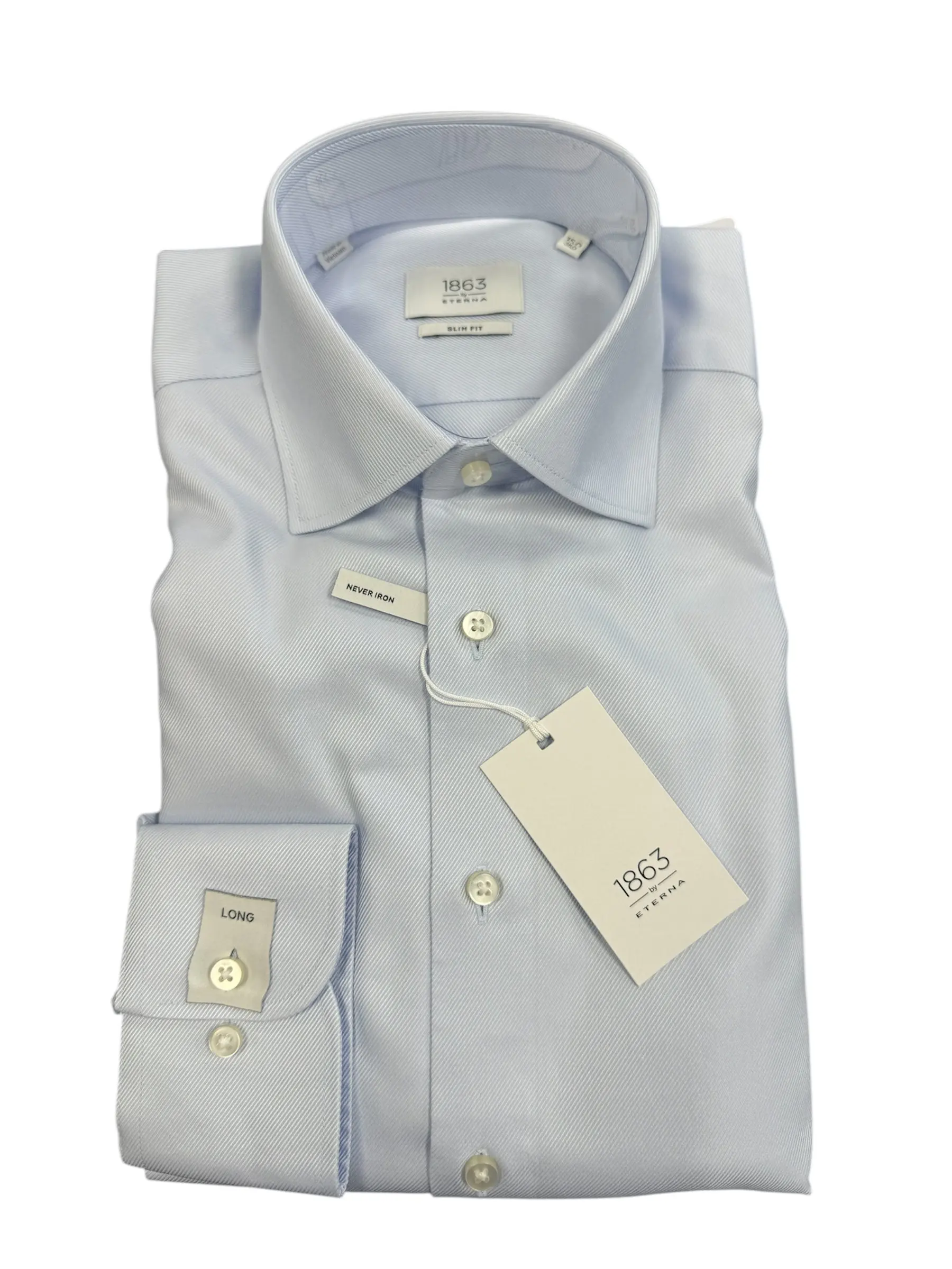 NEVER-EVER IRON DRESS SHIRT 34/35 - SKY