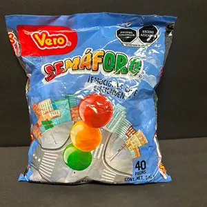 Vero Semaforo Lollipops Strawberry Pineapple and Lemon, Sweet Sucker Treat Snack Mexican Candy, Artificially Flavored, Net Wt. 1.39 Pound, 40 Count Bag Dulces Mexicanos