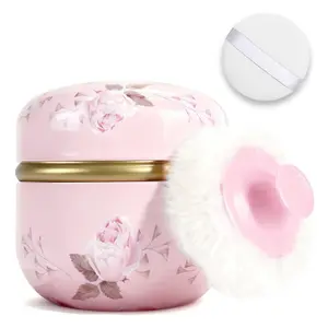 1PCS Body Powder Puff and Container,Portable Empty Body Powder Container for Women's Loose Dusting Powder, Powder Case Box with Lids for Bath, Travel and Home Use summervibes