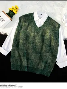 Unisex Couple Sweater V-Neck Knitwear, Loose-Fitting Casual Style, Korean & Hong Kong Fashion Trends, Perfect for Fall/winter