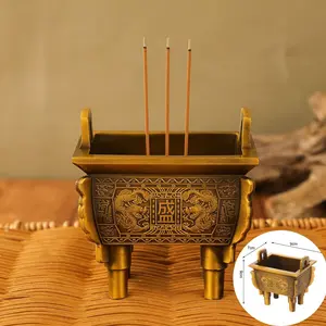 Vintage Four-Legged Tripod Incense Burner, Baisheng Ding Imitation Copper Incense Holder, Office Desk Ornament, Living Room Home Decor, Retro Collectible Craft Gift, Aromatherapy Storage Vessel, Versatile Interior Decoration
