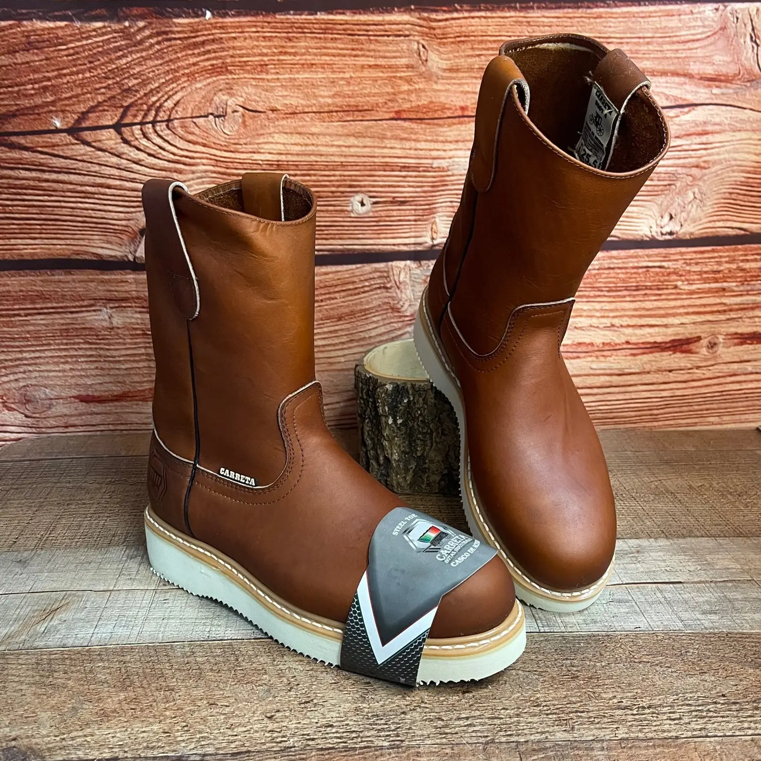 Men's Leather Light Weight Steel Toe Pull on Work Boots Est.415 Laredo Ruper Casco