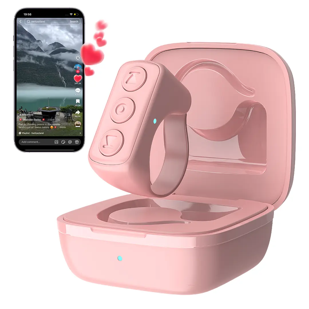 ZOZVO Scrolling Ring for TikTok, Wireless Remote Control Page Turner for iPhone Android, Phone Video Scroller, Page Turner for Kindle App, Camera Shutter Remote for Selfies, Short Videos, E-Books SummerWins
