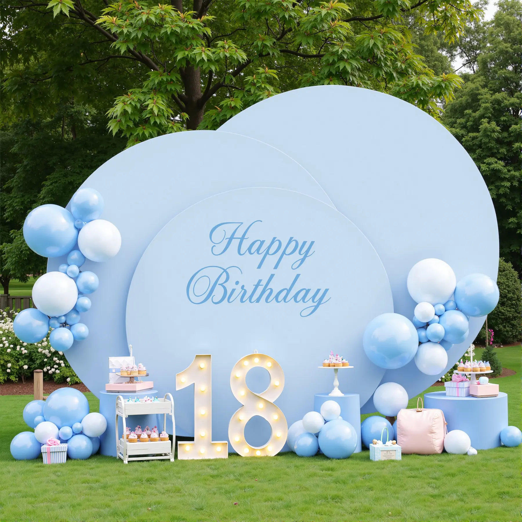 Solid Polyester Round Backdrop Cover Decorative Banner for Arch Stand, 6-6.6-7.2FT Circle Banners, Festive & Party Supplies for Wedding Event Photo Decor