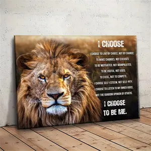 Lion Pattern Unframed Painting, 1 Count Motivational Quotes Inspirational Poster, Wall Art for Home Living Room Bedroom Office Decor, Ornaments